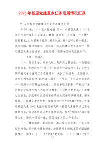 2025年基层党建重点任务进展情况汇报