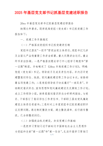 2025年基层党支部书记抓基层党建述职报告