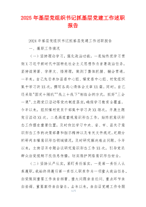 2025年基层党组织书记抓基层党建工作述职报告