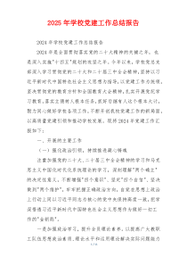 2025年学校党建工作总结报告