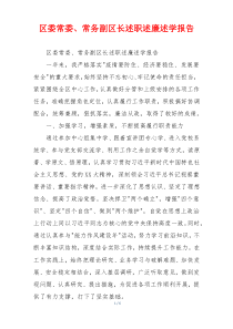 区委常委、常务副区长述职述廉述学报告