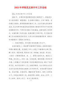2025年学校党支部半年工作总结