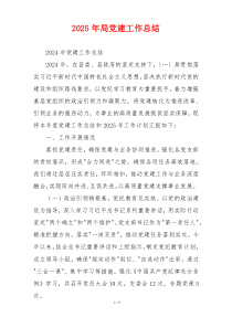 2025年局党建工作总结