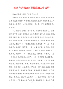 2025年局党支部书记党建工作述职
