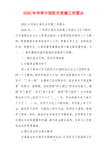 2025年市审计局机关党建工作要点