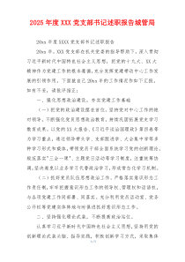2025年度XXX党支部书记述职报告城管局