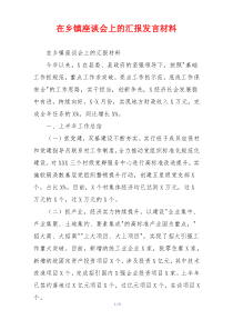 在乡镇座谈会上的汇报发言材料