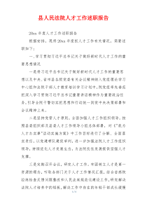 县人民法院人才工作述职报告
