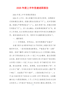 2025年度上半年党建述职报告