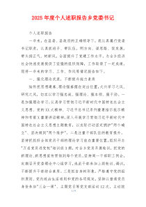 2025年度个人述职报告乡党委书记