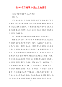 在5G项目建设协调会上的讲话