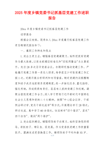2025年度乡镇党委书记抓基层党建工作述职报告