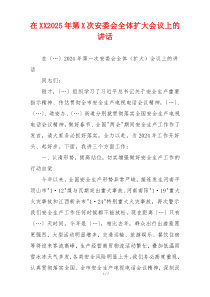 在XX2025年第X次安委会全体扩大会议上的讲话