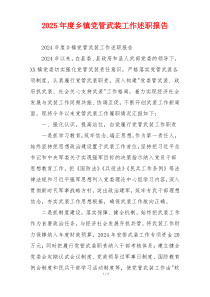2025年度乡镇党管武装工作述职报告