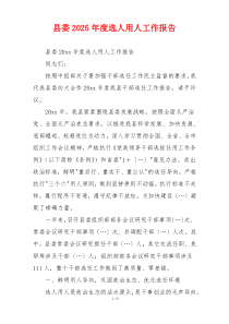 县委2025年度选人用人工作报告