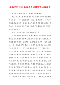 县委书记2025年度个人述德述职述廉报告