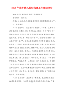 2025年度乡镇抓基层党建工作述职报告