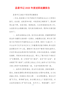 县委书记202X年度述职述廉报告