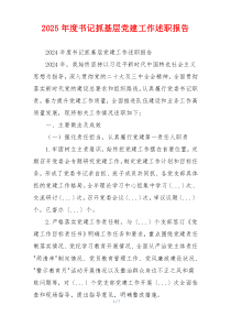 2025年度书记抓基层党建工作述职报告