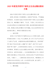 2025年度党员领导干部民主生活会整改落实方案