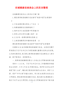 在城镇建设座谈会上的发言整理
