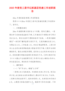 2025年度党工委书记抓基层党建工作述职报告