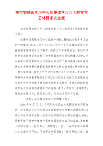 在市委理论学习中心组集体学习会上的发言总体国家安全观