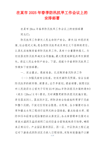 在某市2025年春季防汛抗旱工作会议上的安排部署