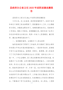 县政府办公室主任2025年述职述德述廉报告