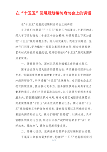 在“十五五”发展规划编制启动会上的讲话