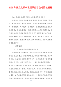 2025年度党支部书记组织生活会对照检查材料