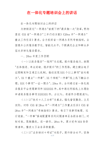 在一体化专题培训会上的讲话