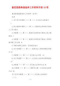 基层团委换届选举工作资料手册10项