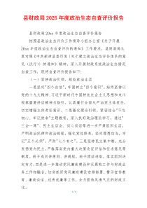 县财政局2025年度政治生态自查评价报告