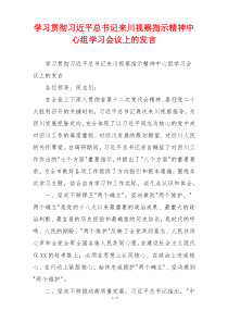 学习贯彻习近平总书记来川视察指示精神中心组学习会议上的发言