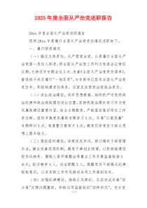 2025年度全面从严治党述职报告