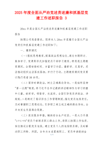 2025年度全面从严治党述责述廉和抓基层党建工作述职报告 3