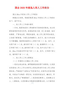 国企2025年度选人用人工作报告