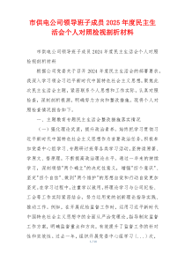 市供电公司领导班子成员2025年度民主生活会个人对照检视剖析材料