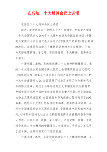 在传达二十大精神会议上讲话