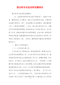 国企财务总监述职述廉报告