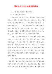 国有企业2025年度述职报告