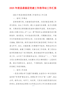 2025年度县委基层党建工作指导站工作汇报