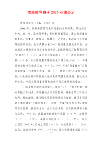 市局领导班子2025业绩公示
