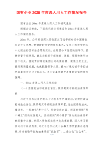 国有企业2025年度选人用人工作情况报告