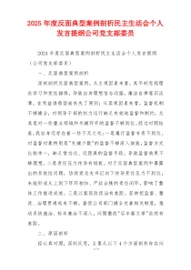 2025年度反面典型案例剖析民主生活会个人发言提纲公司党支部委员