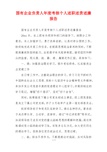 国有企业负责人年度考核个人述职述责述廉报告