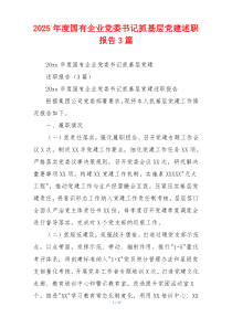 2025年度国有企业党委书记抓基层党建述职报告3篇