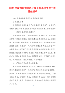 2025年度市局党委班子成员抓基层党建工作责任清单