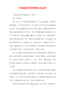 干部选拔任用管理办法试行